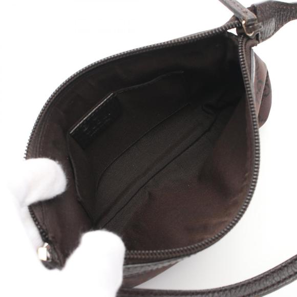 Gucci GG Pattern Handbag Nylon Leather Brown - Picture 3 of 10